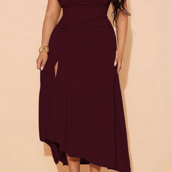 Micas Asymmetrical Sleeveless Ruched Midi Dress size 2xl - Picture 2 of 2